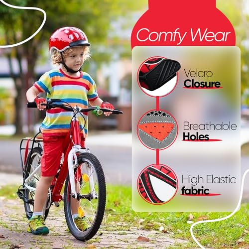 Kids Cycling Gloves Half Finger Non-Slip Red Small 4-6 - Kids Bike Gloves