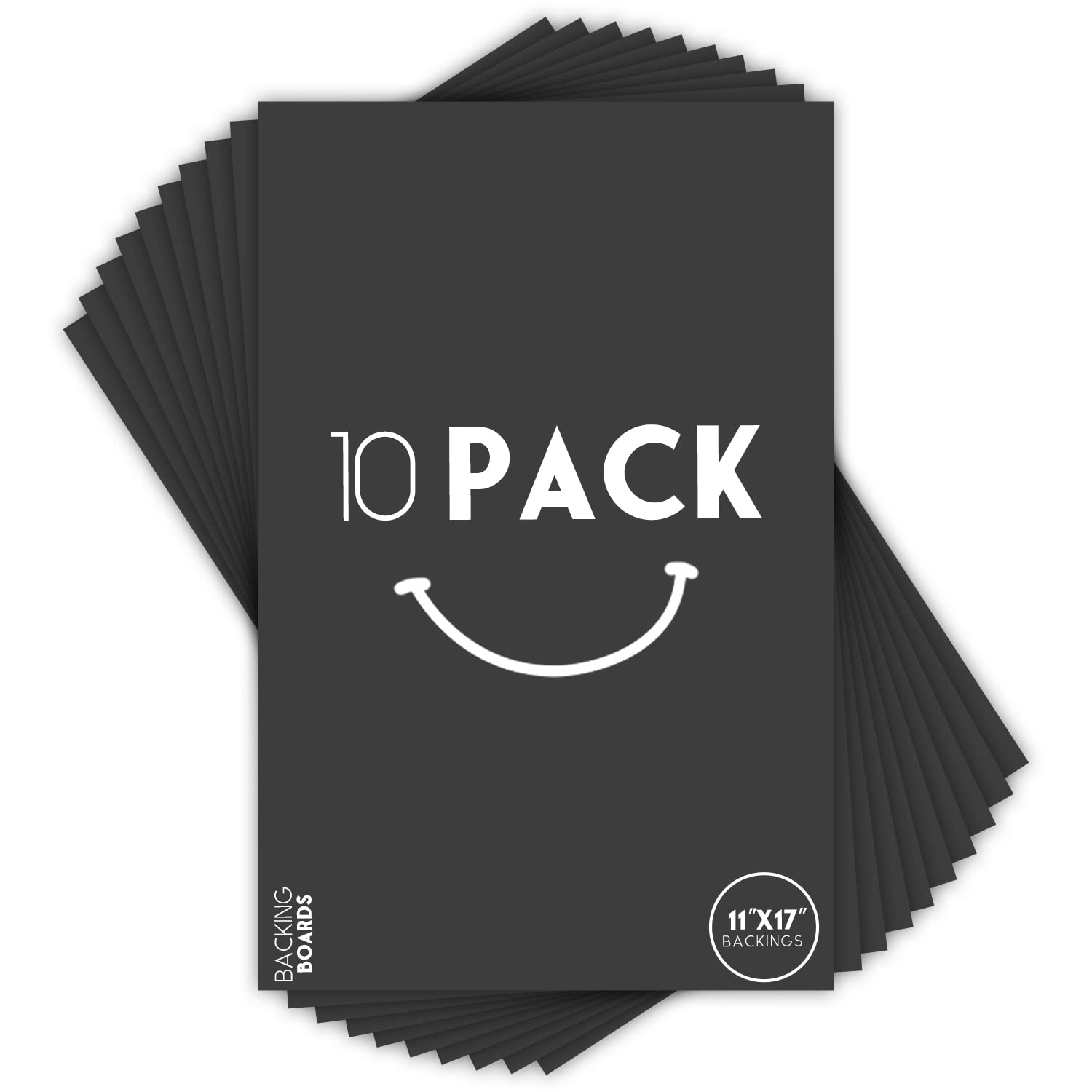 Golden State Art, 10 Pack 11x17 Uncut Photo Mat Matboard, Black Backing Board for Frame, Picture, Print