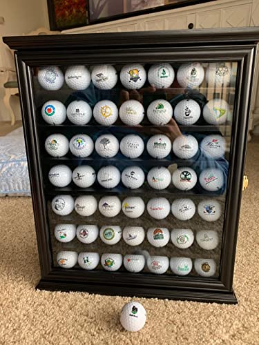 Golf Ball Display Case Wall Rack Lockable Acrylic Door Black Finish - DisplayGifts
