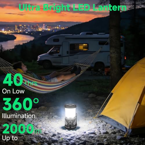 Banral 2000LM Rechargeable Camping Lantern Flashlight - 1 Pack, Super Bright LED Light