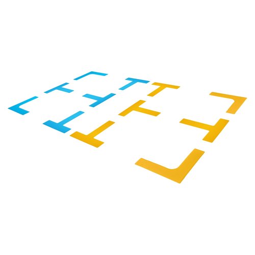 Eco Walker Court Lines Marker Kit Throw Down Markers Create Your Own Mini Pickleball Tennis Court (Blue-Yellow)