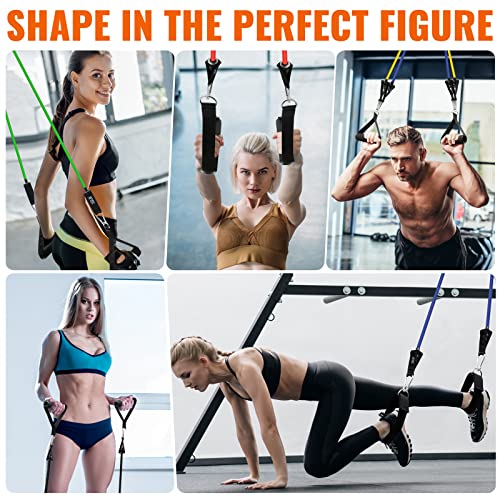 Aihoye 105Lb Resistance Bands Set with Handles & Door Anchor - 11 Pcs