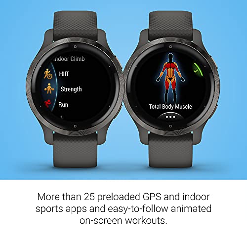 Smaller-Sized GPS Smartwatch with Health & Fitness Monitoring - Slate Bezel, Silicone Band