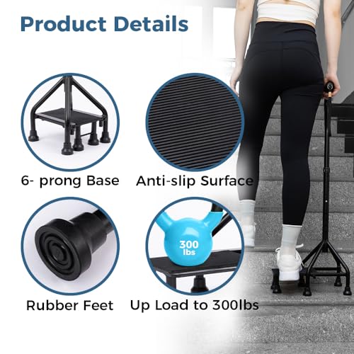 Adjustable Stair Climbing Cane for Seniors with Non-Slip Walk Aid