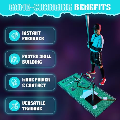 Attack Mat Green - Premium Baseball & Softball Hitting Mat with Contact Guide & Foot Placement
