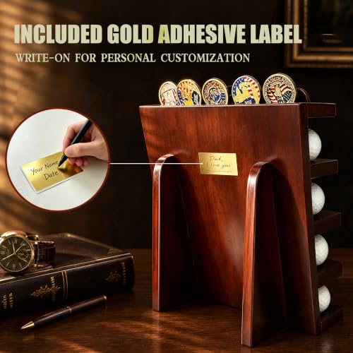 Jialitang Solid Cypress Wood Golf Ball Display Case Black Walnut - Holds 20 Balls & Memorabilia