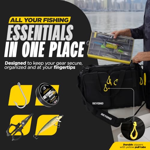 Beyond Braid Large Water-Resistant Tackle Bag for Fishing Equipment – Holds 9 Tackle Boxes