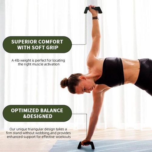 Push Up Handles with Ergonomic Handles and 4lb weight-Non-slip Parallettes Bars for Home Fitness Training, Push Up Stands Handle Perfect for Strength Training, HIIT, Boxing, black
