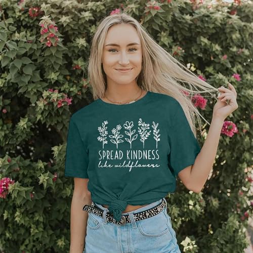 Kindness Shirts for Women Summer Green Medium - Positive Message Graphic Tee