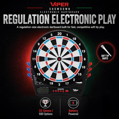 Electronic Soft Tip Dart Board 15.5-Inch with 32 Games for Adults