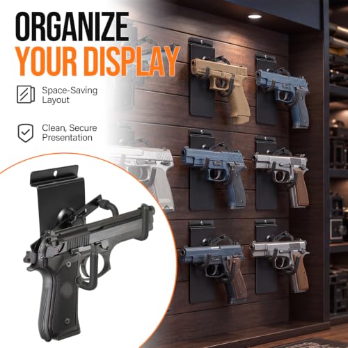 10 Pack Pistol Wall Mount Rack - Adjustable Display Holder for Firearms