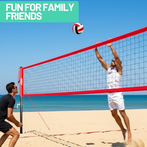 32FT Portable Volleyball Net Set with Anti-Sag Winch - Outdoor Play Equipment