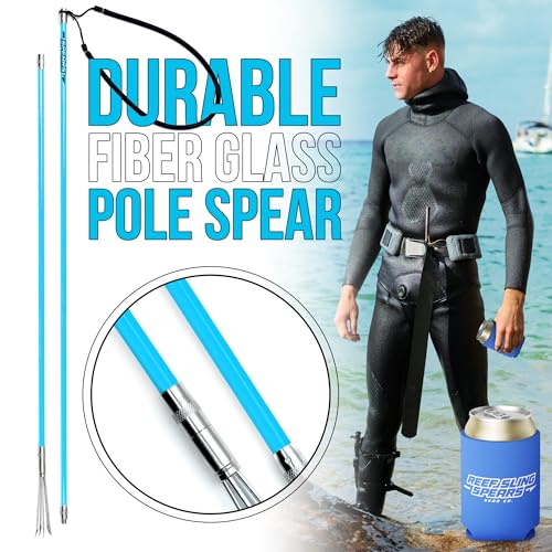 Hawaiian Sling Fishing Spear Set - 72 Inch Fiberglass Pole with 3 Prong Tips & Travel Bag
