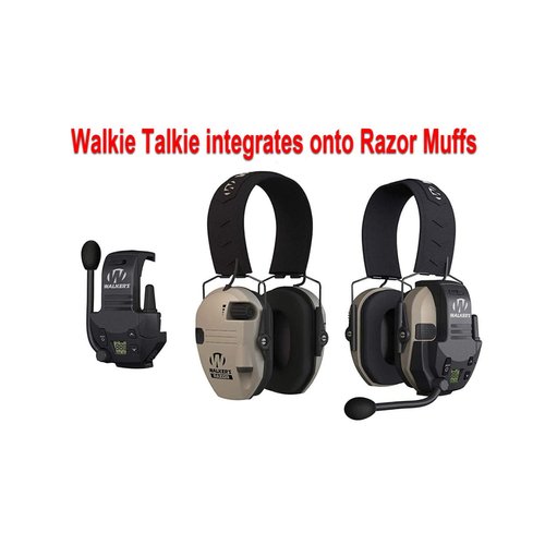 Walker's Tactical/Hunting 2-Mile Range Walkie Talkie Compatible with Razor Muffs Bundle with Heavy-Duty Carabiner (2 Items)