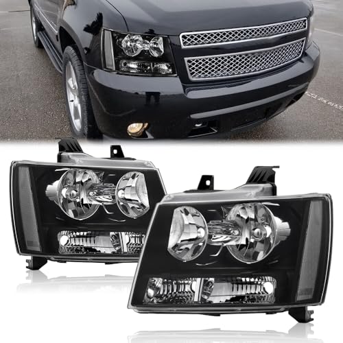 APSVE Headlight Assembly for Chevy Tahoe Suburban 2007-2014 Black or Chrome