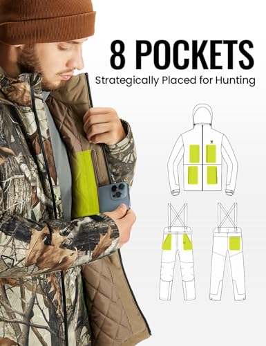 TIDEWE Men's Hunting Suit with Face Mask - Large Silent Camouflage Outfit