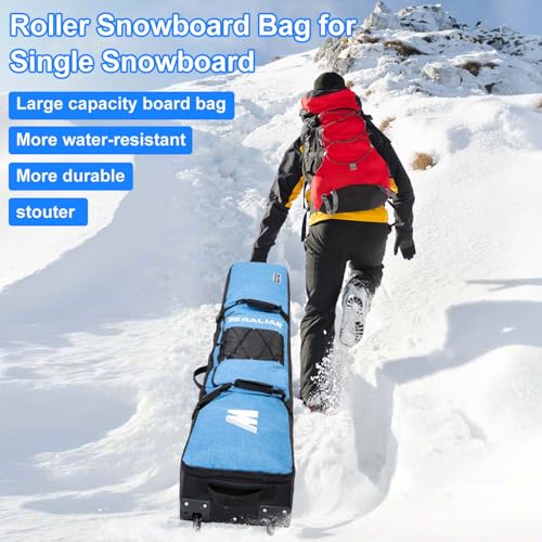 MERALIAN Blue 170cm Snowboard Bag with Wheels, Padded Travel Storage