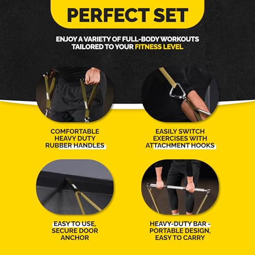 Green Resistance Bands Set with Handles for Workout & Pull Up Assistance - Tribe Lifting
