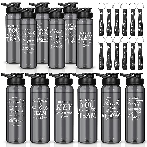 24 oz Sports Water Bottles with Silicone Keychains - Appreciation Gifts Bulk Set