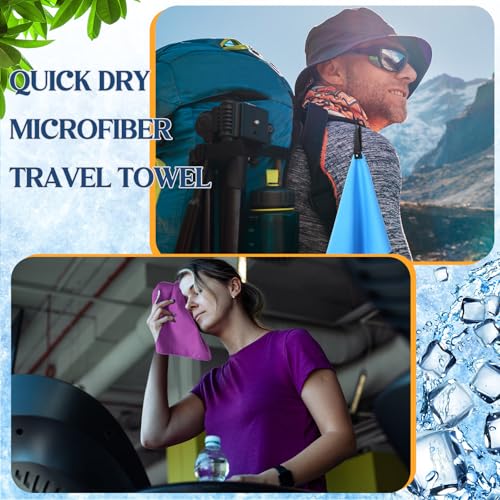 Microfiber Camping Towels 10 Pcs Quick Dry 25x32 cm with Hang Loop - 5 Colors