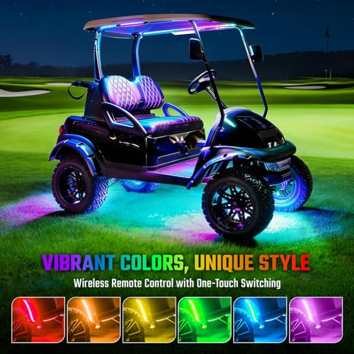 6 Pack Golf Cart LED Underglow Light Kit with 28 Modes, Music Sync, Waterproof, Fits EZGO Club Car Yamaha