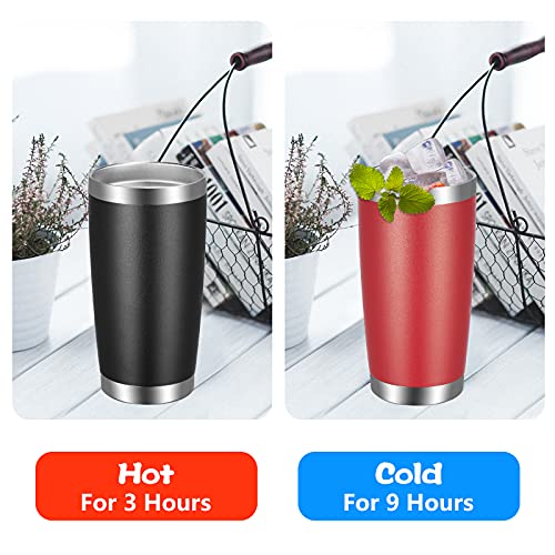 20oz Stainless Steel Travel Tumbler with Lid & Straw - Black, 12 Pack - Insulated Coffee Cups