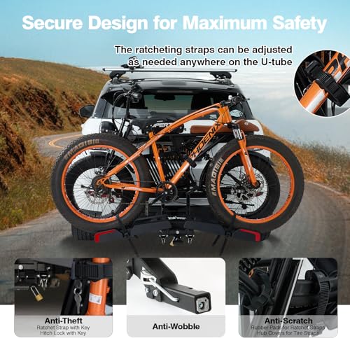 Iron Deer Foldable Ebike Bike Rack with Ramp - 200 lbs Capacity for Fat Tire & Electric Bikes