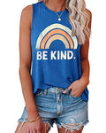 Large Women's Tank Top - Loose Fit Summer Cute Graphic Sleeveless Shirt - Blue