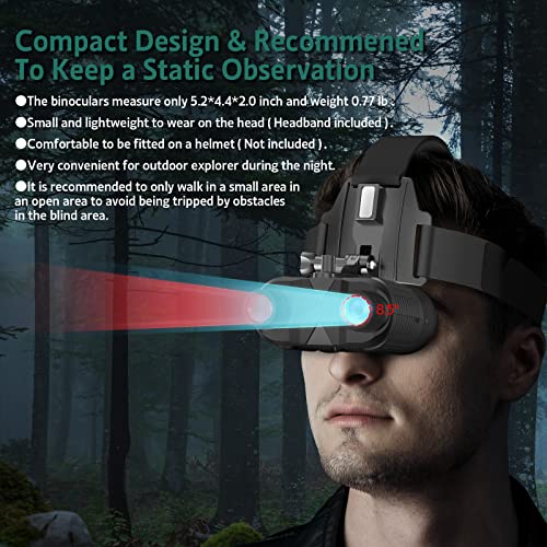 ArzzuNiu Hands Free Head-Mounted Night Vision Goggles 1312FT Infrared Binoculars