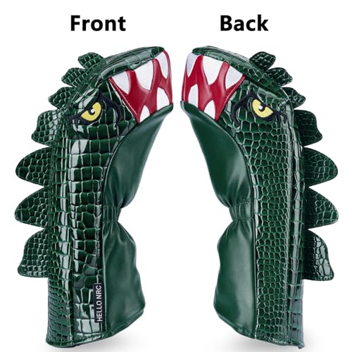 Golf Club Headcover for Driver Tyrannosaurus Rex Cartoon Dinosaur Design - Green