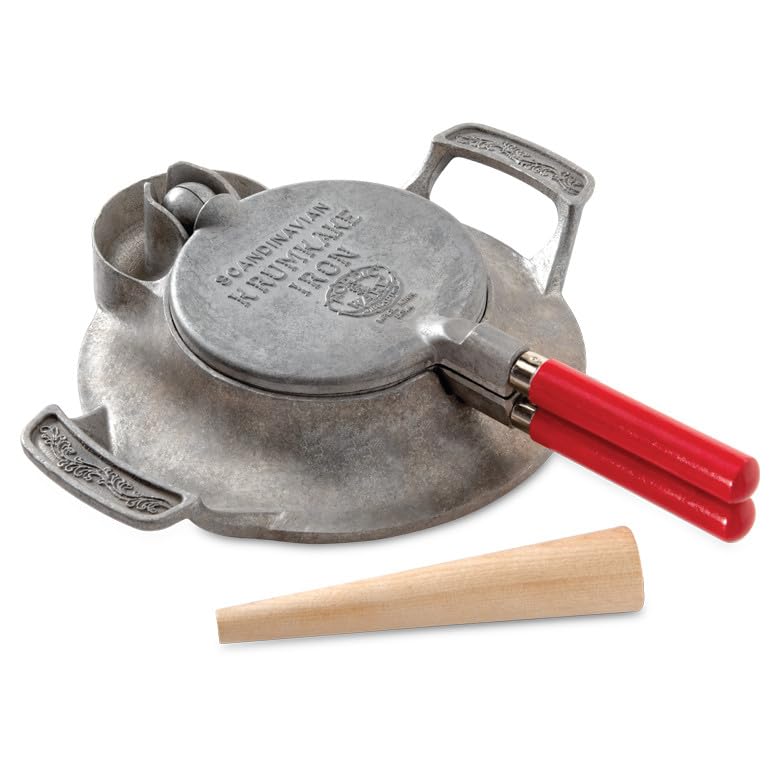 Norwegian Krumkake and Pizzelle Iron Set - Traditional Waffle Cone Maker