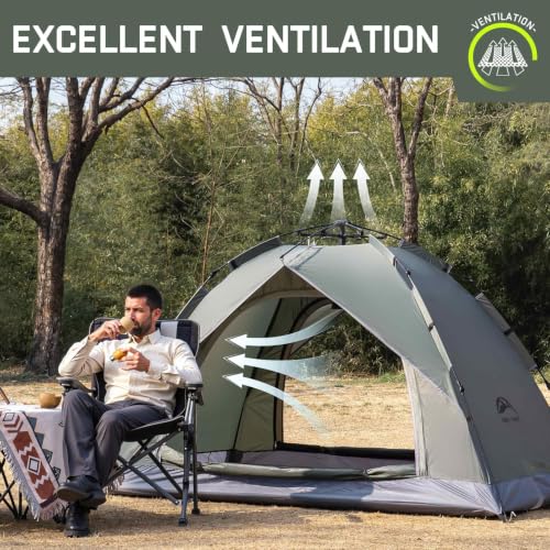 HAPPY TRAVEL Army Green 2 Person Pop Up Camping Tent, Instant Easy Setup
