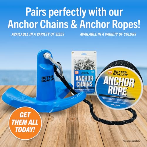Better Boat 30 lb Vinyl Coated River Anchor for Boats Up to 26 Ft - Hybrid Mud & Rock Holding