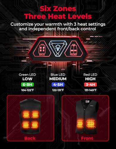 KEMIMOTO Men's Large Black Heated Vest with Battery Pack - Winter Outdoor Gear