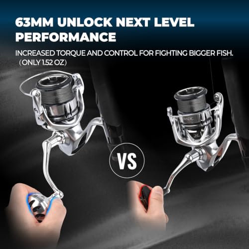 GOMEXUS Power Handle for Shimano Spinning Reels 63mm Silver Blue - Replacement Crank