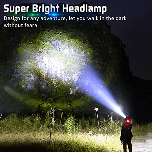 Rechargeable Headlamp with 7 Modes Waterproof Zoomable LED Headlight for Camping Hunting Fishing
