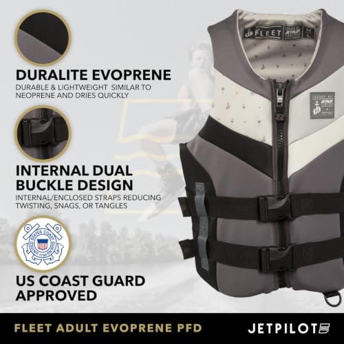 Jetpilot Fleet Evoprene Life Jacket PFD Medium-Large Gray USA CG Approved