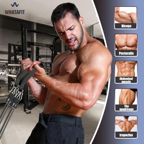 Resistance Bands with Handles Set - 150 lb Adjustable Workout Bands - Deep Gray