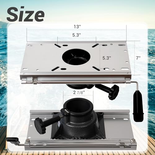 Boat Seat Slide with Locking Mount for 2-7/8 Inch Pedestal Post - Swivels 360°