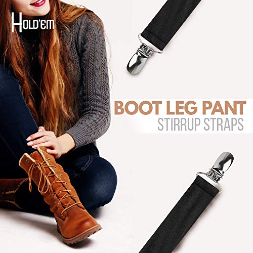 Hold'Em Boot Straps Leg Pant Stirrup Elastic Heavy Clip - Adjustable 3-7 Inches