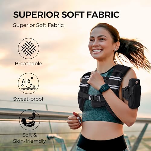 25 lb Weighted Vest for Men & Women - Reflective Stripe, Adjustable, Body Weight Workout Equipment