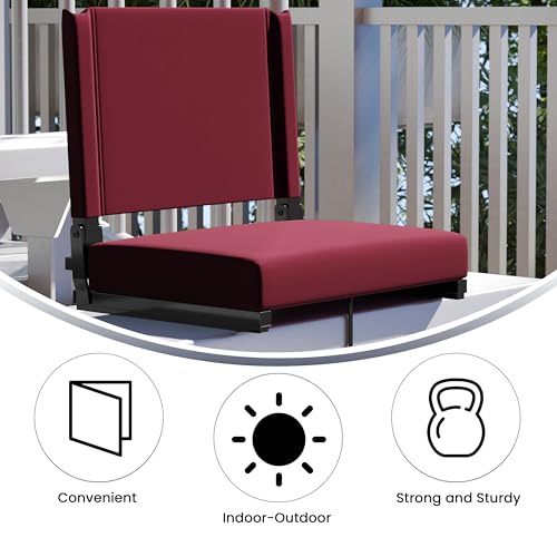 Ultra-Padded Portable Stadium Seat for Bleachers & Benches - Maroon, Set of 1