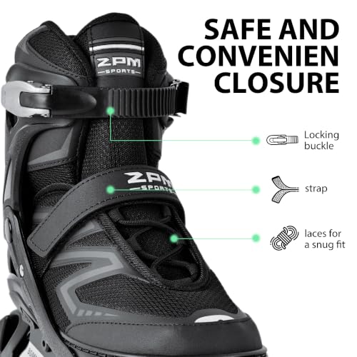 2PM SPORTS Adjustable Inline Skates Women Men Youth Black Large Size 4.5-7/5-8