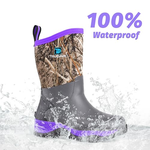 Trudave Women's Purple Rubber Rain Boots Waterproof Mid-Calf with Insulation Size 6-11
