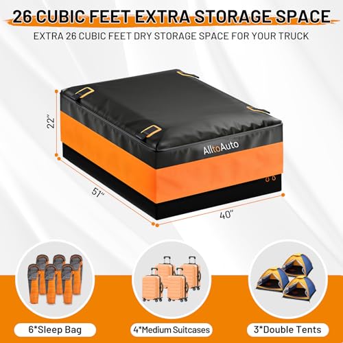 AlltoAuto 26 CuFt Waterproof Truck Bed Cargo Bag Orange/Black Heavy Duty PVC