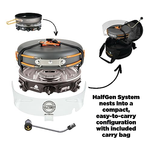 Jetboil HalfGen Camping Stove with 9-Inch Nonstick Fry Pan - Portable Outdoor Cooking System