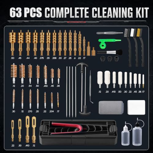 Kinghardcase 63-Piece Universal Gun Cleaning Kit with Brass & Steel Rods