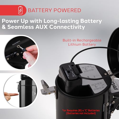 Black Pyle 50W Megaphone PA Bullhorn Speaker with Siren & Record - Crowd Control