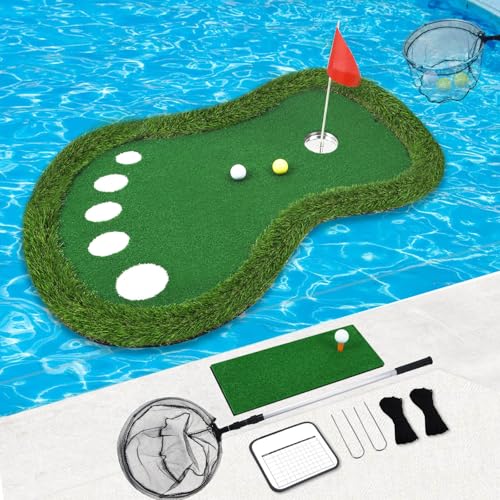 KEMLDIVS Floating Golf Green Pool Game 35x23 Inch - Patented Design, Complete Set