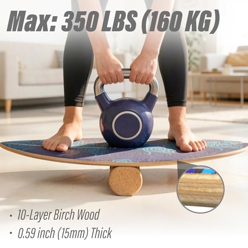 29-Inch Surf Balance Board for Kids & Adults with Cork Roller & Half Ball - 350lbs Capacity